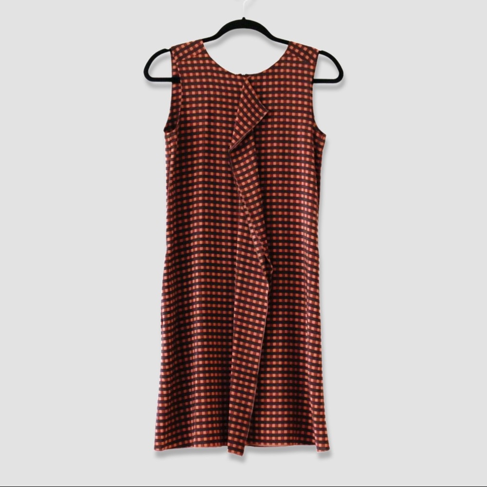 MARNI dark red and black plaid silk dress
